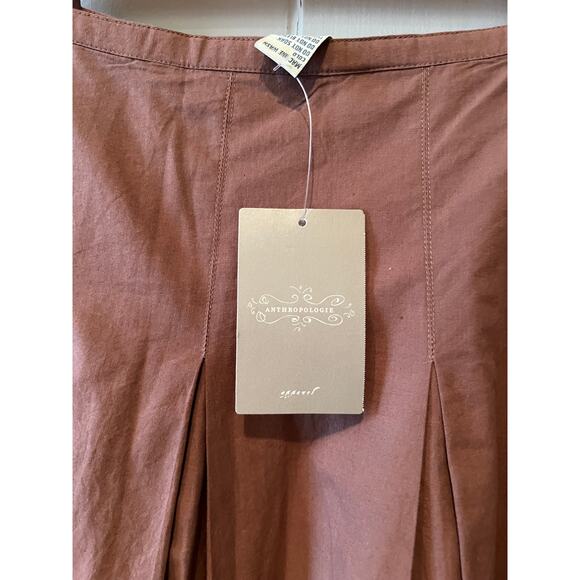 Anthropologie Odille Embroidered pleated skirt Mocha Brown 8 - Picture 5 of 6